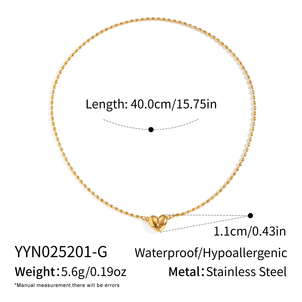 Elegant Heart Love Pendant Necklace