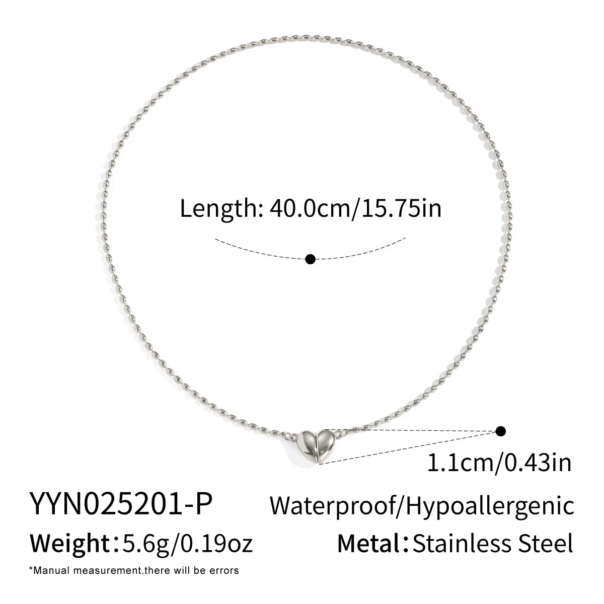 Elegant Heart Love Pendant Necklace